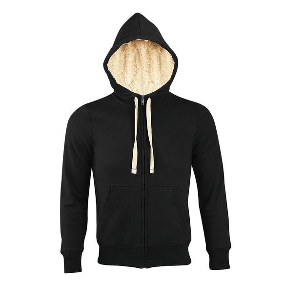 SOLS Sherpa Unisex Unisex Zip-UpSweatshirt / Hoodie / Black